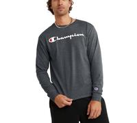 Champion Men's Classic Long Sleeve Tee, T-Shirt, Granite Heather Script, L