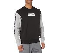 Champion Men's Midweight Fleece Pullover Logo Sweatshirt, Black/Dull Grey, XL