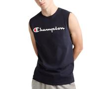 Champion Men's Muscle T-Shirt, Sleeveless, Standard Fit, C, Available in Regular and Big & Tall, Navy-Classic Script Logo, Medium