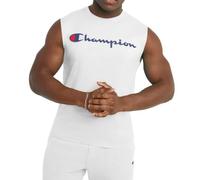 Champion Men's T-Shirt, Sleeveless, Tank, Classic Muscle Tee Top (Reg. Or Big & Tall), White Script, Large