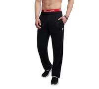 Champion Men's Open Light Weight Jersey Sweatpant pajama bottoms, Black, S UK