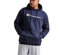 Champion Men's, Powerblend, Fleece Hoodie, Comfortable Sweatshirt, Logo (Reg. Or Big & Tall) Hooded, Navy Script, XXL