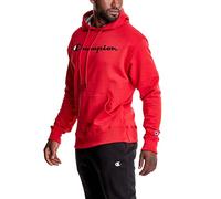 Champion Men's, Powerblend, Fleece Hoodie, Comfortable Sweatshirt, Logo (Reg. Or Big & Tall) Hooded, Team Red Scarlet Script, XS