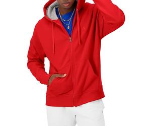 Champion Men's Powerblend Full-Zip Hoodie Warm Up or Track Jacket, Team Red Scarlet, Large