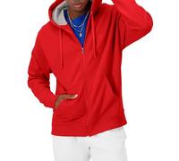 Champion Men's Powerblend Full-Zip Hoodie Warm Up or Track Jacket, Team Red Scarlet, Medium