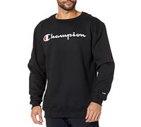Champion Men's Sweatshirt, Fleece Midweight Crewneck Sweatshirt (Reg. Or Big & Tall), Black - Classic Script Logo, 4XL Big