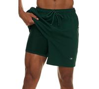 Champion Mens Swim Trunks with Compression Liner, 2 in 1 Mens Bathing Suit Shorts, 7 Inch Inseam Board Shorts for Swimming, Green, Large