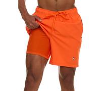 Champion Mens Swim Trunks with Compression Liner, 2 in 1 Mens Bathing Suit Shorts, 7 Inch Inseam Board Shorts for Swimming, Orange, X-Large