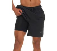 Champion Mens Swim Trunks with Compression Liner, 2 in 1 Mens Bathing Suit Shorts, 7 Inch Inseam Board Shorts for Swimming, Black, Large