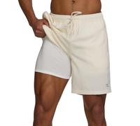 Champion Mens Swim Trunks with Compression Liner, 2 in 1 Mens Bathing Suit Shorts, 7 Inch Inseam Board Shorts for Swimming, Ivory Canvas, X-Large