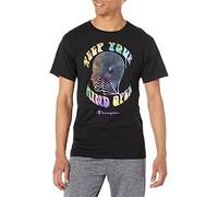 Champion Mens T-Shirt, Men's Crewneck Cotton Tee, Men's Mid-Weight T-Shirt, Graphic Tee, Black Open Mind, Medium