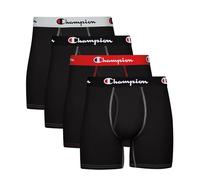 Champion Men's Underwear Boxer Briefs, Total Support Pouch, Cotton Stretch, Multi-Pack, Black-4 Pack, S (Pack of 4)