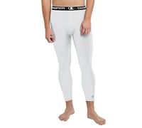 Champion Men's, Total Support Pouch 3/4 Compression, Anti-Odor, Moisture-Wicking Leggings for Women, 23.5" Inseam, White C Logo, Large