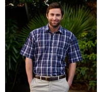 Champion Men's Whitby Short Sleeve Check Shirt - Navy, Size Medium