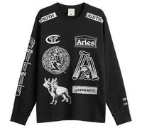 Champion Men's x Aries Sponsor Long Sleeve T-Shirt Black Medium