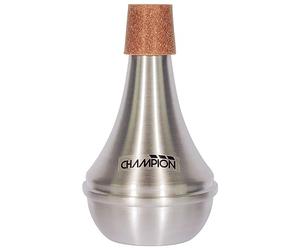 CHAMPION Music Premium Trumpet Practice Mute Cup with Cork Surround and Protective Felt Band - Black/Aluminum/Cork