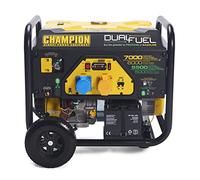 Champion Power Equipment CPG7500E2-DF 7000 Watt LPG Dual Fuel Portable Frame Generator - 439cc Engine - Petrol or Propane, 19 Hours Max, Electric Start, Intelligauge Display, Shut Off Sensor