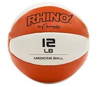 Champion Sports Leather Medicine Ball (Orange/White, 11-12Lbs)
