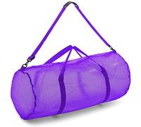 Champion Sports Mesh Duffle Bag with Zipper and Adjustable Shoulder Strap,15” x 36”,Purple-Multipurpose,Oversized Gym Bag for Equipment,Sports Gear,Laundry-Breathable Mesh Scuba and Travel Bag