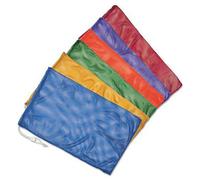 Champion Sports Mesh Sports Equipment Bag- Assorted Set of 6, 12" X 18"- Multipurpose, Nylon Drawstring Bag with Lock and ID Tag, for Balls, Swimming Gear, Laundry, Toys - Breathable Stuff Sack