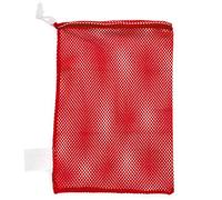 Champion Sports Mesh Sports Equipment Bag, Red, 12x18 Inches - Multipurpose, Nylon Drawstring Bag with Lock and ID Tag for Balls, Beach, Laundry
