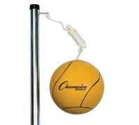 Champion Sports Portable Tetherball Set: Classic Backyard Lawn Beach and Pool Party Game Includes Soft Ball Nylon Rope & Durable Telescopic Pole with Free Air Pump