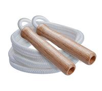 Champion Sports SR Series Classic Nylon Jump Rope with Wood Handles, 9-Feet (Single),White