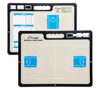 Champion Sports XL Dry Erase Board for Coaching Basketball - Whiteboards for Strategizing, Techniques, Plays - 2-Sided Game Boards with Handle - Front Side Full Court - Backside Half Court and Lineup