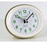 Champion Stylish Bold Traditional Oval Silver Quartz Sweeping Non Ticking Alarm Clock
