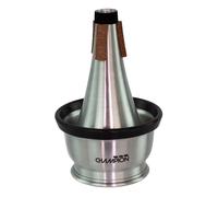 CHAMPION Music Premium Adjustable cup Trumpet Mute - Adjustable Cup Wah with Cork Surround and Protective Felt Band - Black/Aluminum/Cork