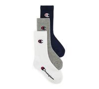 Pack of 3 Pairs of Socks with Small Logo in Cotton Mix White+Navy Blue+Grey