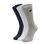 Champion Core 3PP Crew Ankle Socks, Navy, White, Light Heather Grey, 43-46 (Pack of 3)