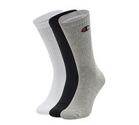 Champion Core 3PP Crew Ankle Socks, Light Heather Grey, White, Black, 39-42 (Pack of 3)