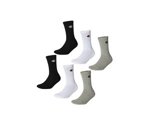 Champion Unisex Basics 6pk Crew Ankle Socks, Light Grey Melange/White/Black, 6-8 UK