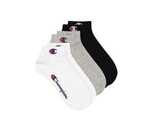 Champion Unisex Core 3PP Quarter Ankle Socks, Grigio Melange Chiaro, Bianco, Nero, 35-38