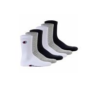 Champion Unisex Core 6pp Crew Ankle Socks, Blu Marino, Bianco, Grigio Melange Chiaro, 5-Mar UK