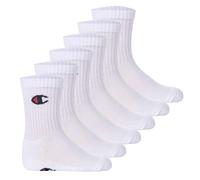 Champion Boy's Core 6PP Crew Ankle Socks, White, 31-34 (Pack of 6)