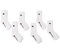 Champion Boy's Core 6PP Crew Ankle Socks, White, 31-34 (Pack of 6)