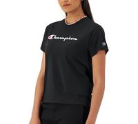 Champion Women's Classic Drop Shadow T-Shirt, Black - Classic Font Logo, S