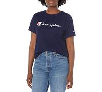 Champion Women's, Classic Short Sleeve T-Shirt, Lightweight Tee Logo (Plus, Athletic Navy Script, S