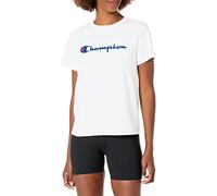 Champion Women's, Classic Short Sleeve T-Shirt, Lightweight Tee, Script Logo (Plus, White, S