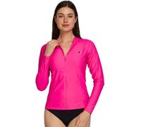 Champion Zip Up Rash Guard for Women - Long Sleeve Swim Shirt, Surf Rashguard Water Shirt Swim Top UPF 50+ UV Protection, Spiced Pink, Medium