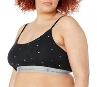 Champion Women's Heritage Cotton Stretch Bralette Bra, C-toss Print-Black, M