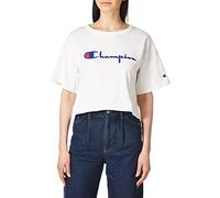Champion Women's, Heritage Heavyweight T-Shirt, Crop Top, White Vintage Script, L