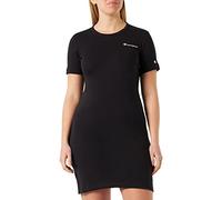Champion Women's Legacy American Classics Soft Cotton 1x1 Rib Small Logo Slim Dress, Nero, M