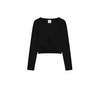 Champion Women's Legacy Emotional Dance W (117435) -Soft Cotton 1x1 Rib (190gr) Ls Crop Crewneck Long Sleeve T-Shirt, Black (KK001), L