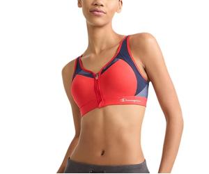 Champion Women's Mesh Racerback Bra, Sports Bra with Max Support for Women, Moisture-Wicking Athletic Sports Bra, Red Flame, 36B
