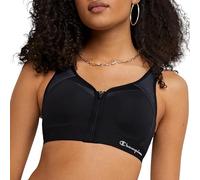 Champion Women's Motion Control Zip Sports Bra, Black, 42DD
