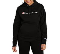 Champion Women's, Powerblend, Fleece, Comfortable Hoodie Sweatshirt (Plus Hooded, Black Script, XL