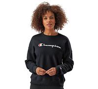 Champion Women's Powerblend Relaxed Crew, Screen Print Script Sweatshirt, Black-y08113, Medium